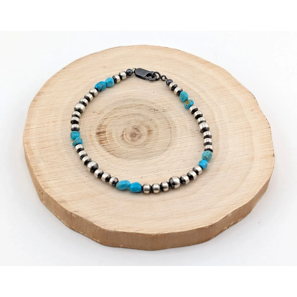Navajo Style‎ Bracelet Hand-Strung Turquoise Native American Jewelry 7.75 **